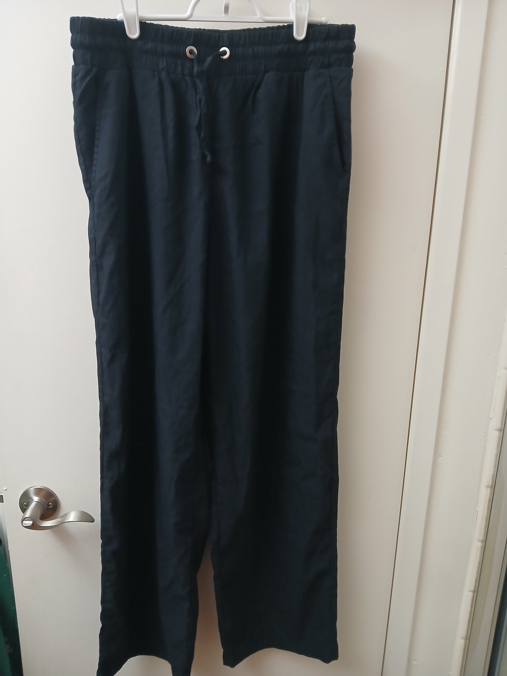 Women's Black Wide-Leg Drawstring Pants